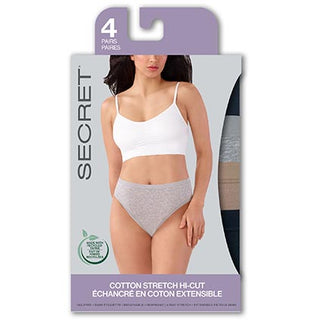 Secret 43302A Hi Cut Underwear 4Pk Asst L D3