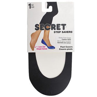Secret 04216R Step Savers Low Cut Cotton Sole Footcover 1pk Black One Size D3