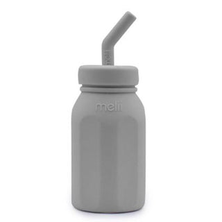 Melii Silicone Bottle with Straw Grey