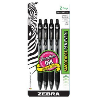 Zebra ZGrip Medium Point 1mm Black 4pk Clip Strip 12 pcs