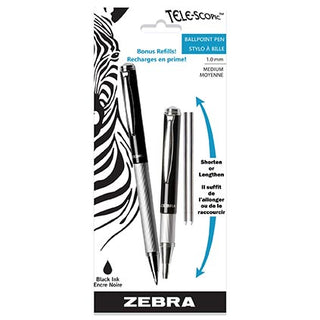 Zebra Telescopic BallPoint Pen Black 2pk
