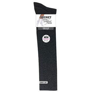 Secret 26665A Flat Knit Knee High 2pk Heather Grey Size 9 to 11 D3