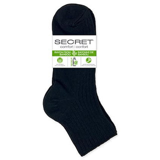 Secret 14812A Comfort Bamboo Ribbed Anklet Black 3pk D3
