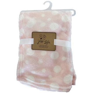 Pink Polka Dot Plush Stroller Blanket