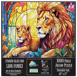 Sunsout Puzzle 1000pc Stained Glass Lion Family