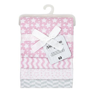 Pink Star Receiving Blanket 4pk