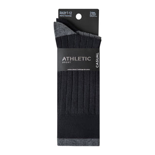 Athletic Sport 77016A Men Ribbed Crew Black Charcoal Sz 10-13 2pk D3