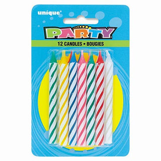 Spiral Birthday Candles Multi Colour 12pk