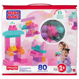 Fisher Price Mega Bloks 80Pc Big Building Bag Pastels