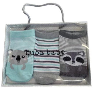 Animal Face Socks Grey 3pk