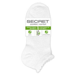 Secret 14813A Comfort Bamboo Flat Knit Low Cut White 3pk D3