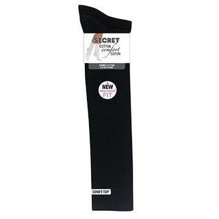 Secret 26665A Flat Knit Knee High 2pk Black Size 9 to 11 D3