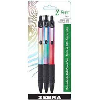 Zebra ZGrip Metallic 3pk Pens 12pc Clip Srip