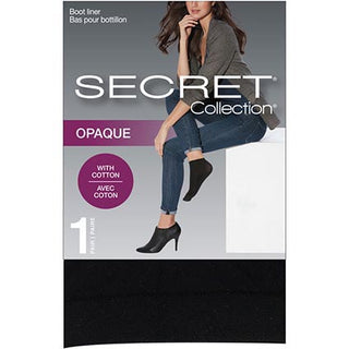 Secret 04078R Cotton Bootliner 1pk Black One Size D3