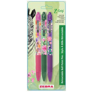 Zebra ZGrip Floral 3pk Pens 12pc Clip Strip
