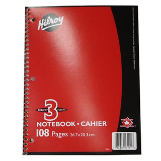 Hilroy 3 Subject Notebook 108 Page