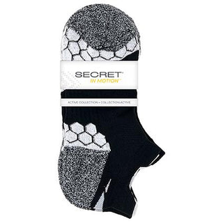 Secret Se0041 Double Tab No Show 3pk Wht and Blk Size 9 to 11 D3