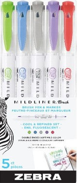 Zebra Mildliner Brush Cool and Refine Set  5pk