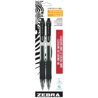 Zebra Sarasa Gel Pen 0.7mm Black 2pk