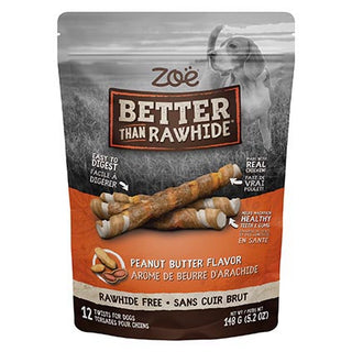 Zoe Better than Rawhide Twists Peanut Butter 12pk