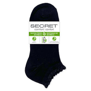 Secret 14813A Comfort Bamboo Flat Knit Low Cut Black 3pk D3