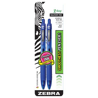 Zebra Zgrip Medium Point Pen 1mm Blue 2pk