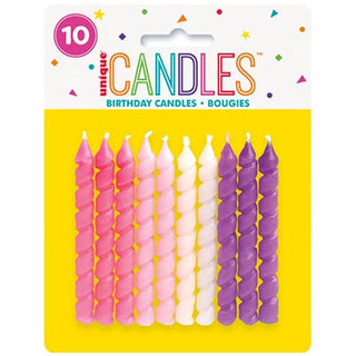 Pink and Purple Spiral Birthday Candles 10pk
