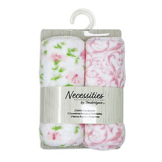 Pink Fleece Blanket Set Of 2 Asst