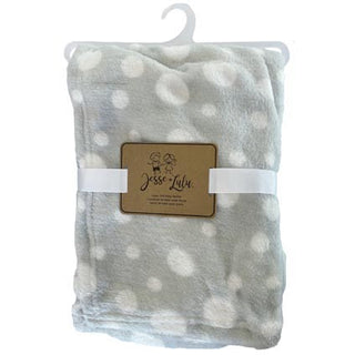 Grey Polka Dot Plush Stroller Blanket