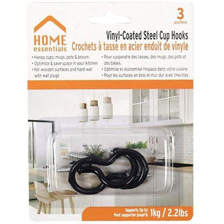 Cup Hook Black 2.2lbs 3pk