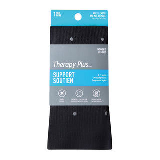 Therapy 59407A Plus Womens Pindot Compression Knee Length  1Pr Blk Sz 9 to 11 D3