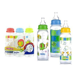 Nuby Standard Neck Printed Bottle 8oz 3pk Asst