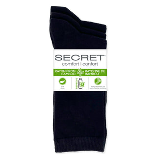 Secret 16651A Comfort Cotton Flat Fashion Crew 3Prs Black Sz 9 to 11 D3