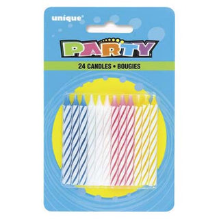 Spiral Birthday Candles Multi Colour 24pk