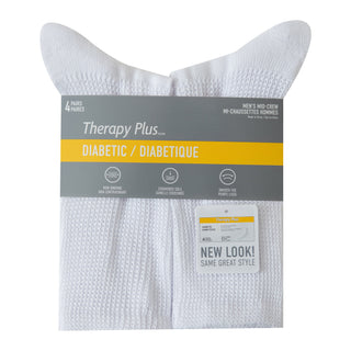 Therapy Plus 59099A Mens Non Biding Midcrew  4Prs White Sz 10 to 13 D3