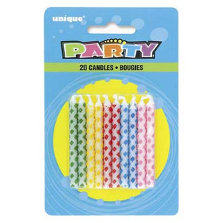 Diamond Dot Birthday Candles Multi Colour 20pk