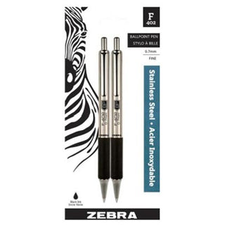 Zebra F402 Stainless Steel Pen 2pk Black