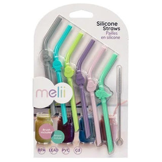 Melii Silicone Animal Straws 6pc D6