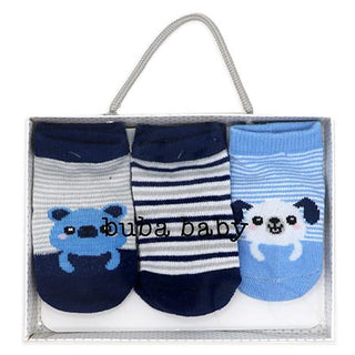 Animal Face Socks Blue 3pk