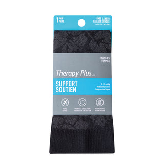 Therapy 59405A Plus Womens Floral Compression Knee Length  1Pr Blk Sz 9 to 11 D3