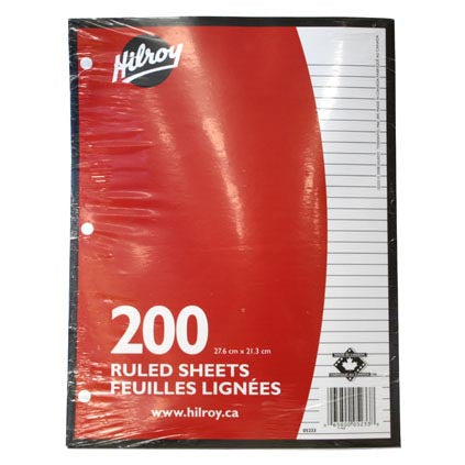 Hilroy Refill Paper 3 Hole 200 Sheets – Famous Toys