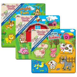 Wood Peg Animal Puzzle Asst