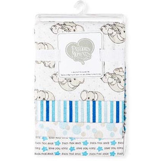 Blue Love You Ton Elephant Receiving Blanket 4pk