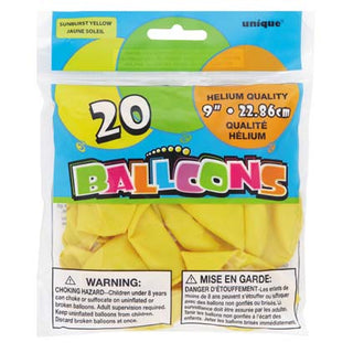 Balloons Sunburst Yellow 9in 20pk