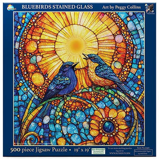 Sunsout Puzzle 500pc Bluebirds Stained Glass