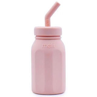 Melii Silicone Bottle with Straw Pink