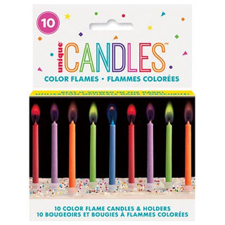 Colour Flame Birthday Candles 10pk