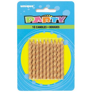 Spiral Birthday Candles Gold 10pk