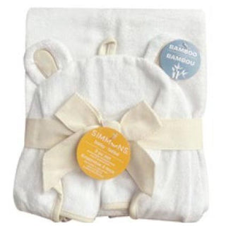 Simmons 3pc Bath set Super soft hooded towel with 2 washcloths Ivory