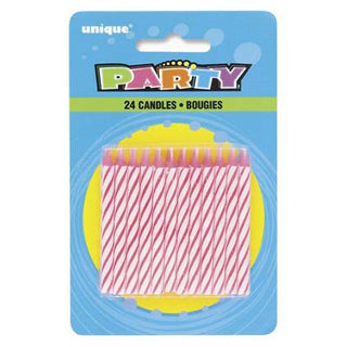Spiral Birthday Candles Pink 24pk